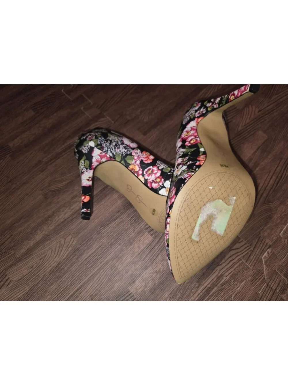 Floral Black Jessica Simpson Pointed-Toe High Heels Size 9M 4-Inch Stiletto Heel